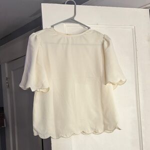 Express Cream Scalloped Blouse